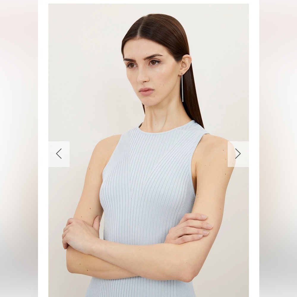 Karen Millen Light Blue Fringe Midi Dress - Picture 6 of 9